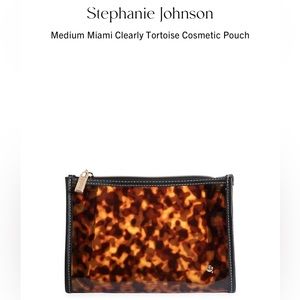 NWT Stephanie Johnson Miami Clearly Medium Size Tortoise Pattern Cosmetic Bag